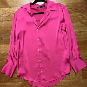 Zara Satin Button Down Size XS